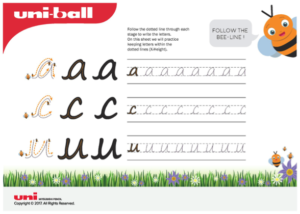 An image of a dotted free worksheet - handwriting development