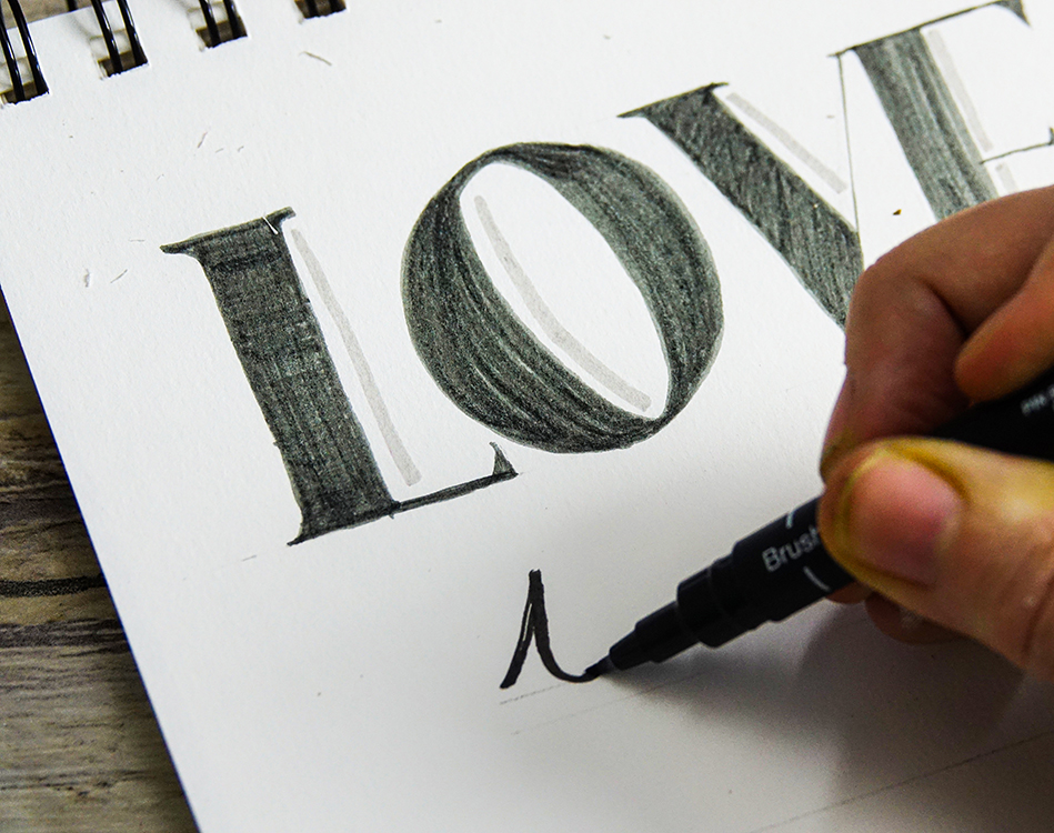 Practice hand lettering with uni-PIN