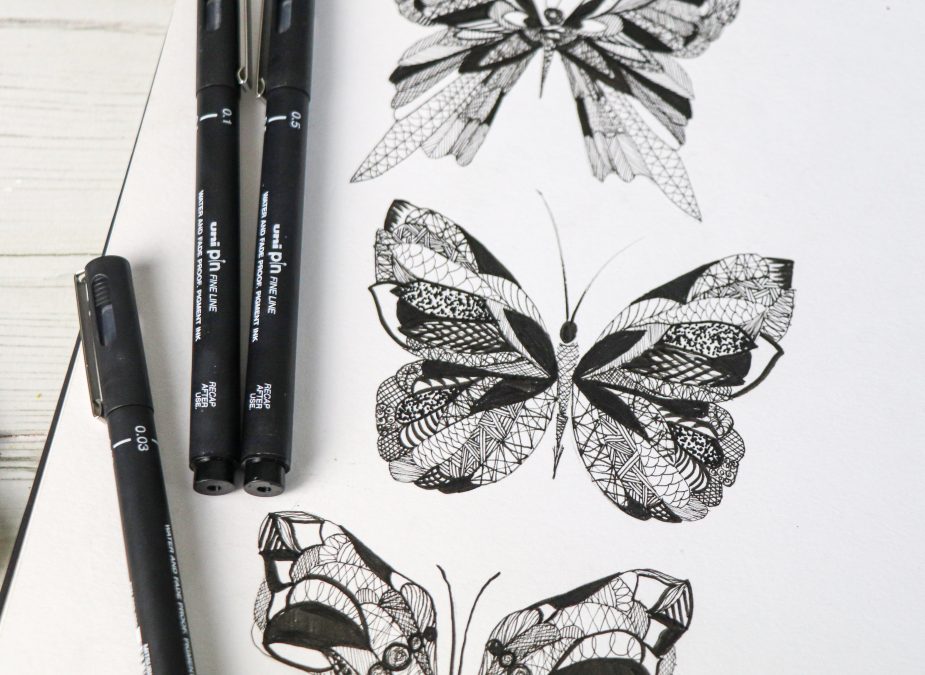 Make intricate butterfly designs with PIN pens